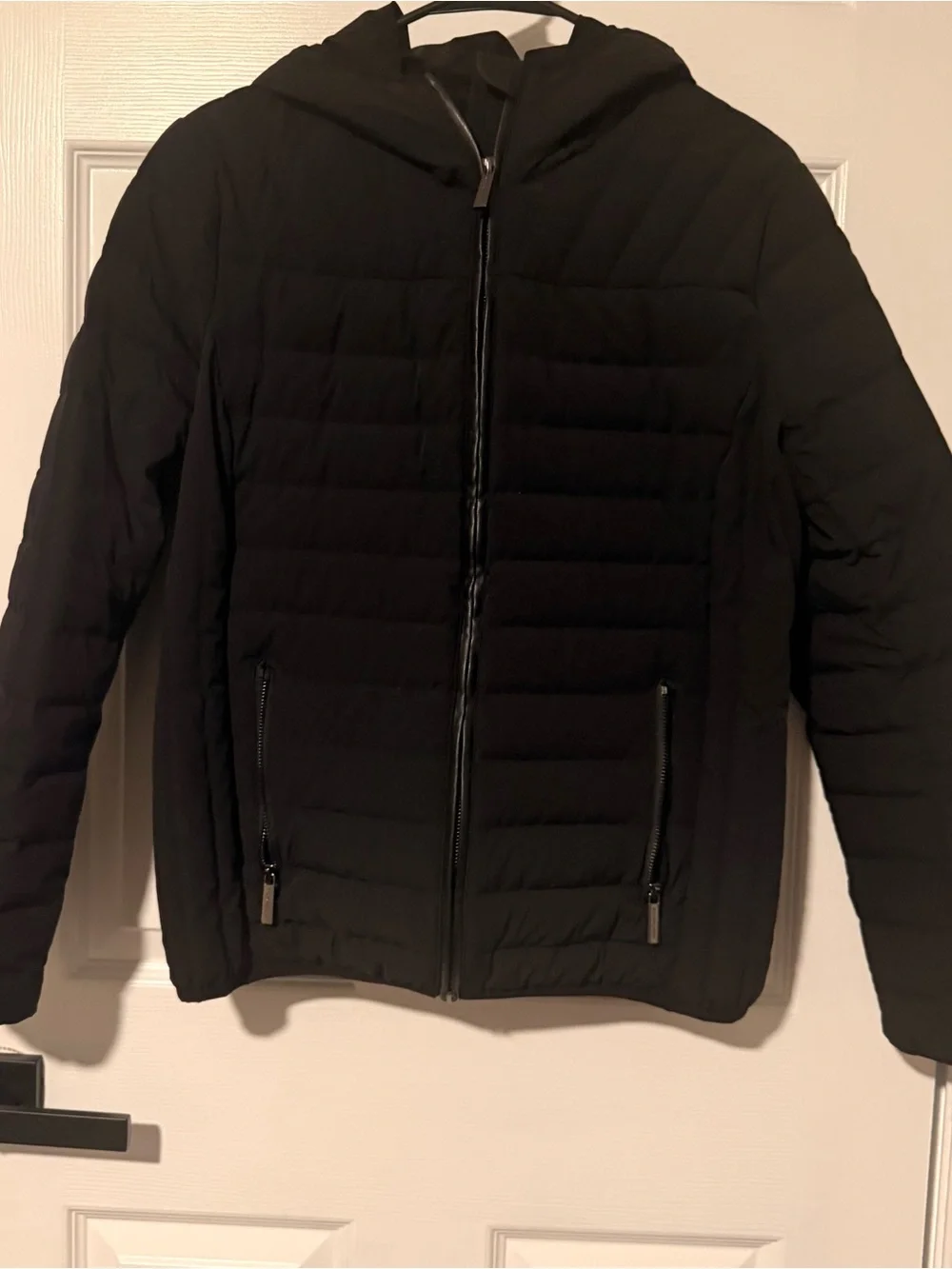 Michael Kors Black Quilted Hooded Bomber Jacket